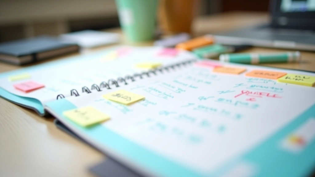 Kleurrijke planner met stickers en aantekeningen