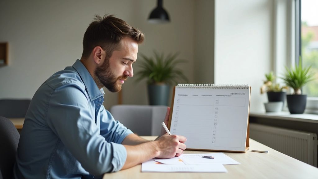 Wekelijks planningsschema op bureau met kalender en aantekeningsblok