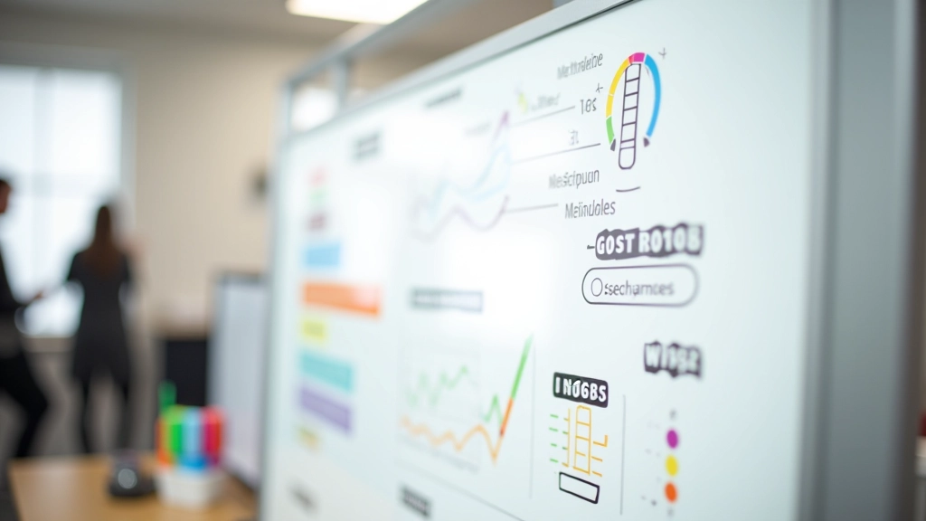 Grafiek met doelstellingen en voortgang op whiteboard